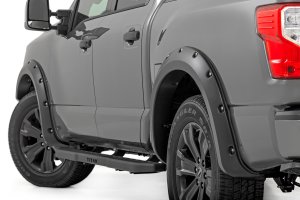Nissan Titan Fender Flares - Rough Country - Pocket, QAK Glacier White - Flat Black - '17-'23 Nissan Titan Fender Flares - Rough Country - Pocket, QAK Glacier White - Flat Black - '17-'23